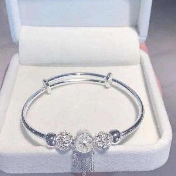 Dreamcatcher Sterling Silver Bracelet - 99.9% Pure Silver - Picture 6 of 9